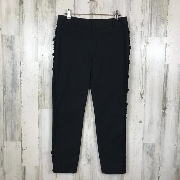 Elevenses Anthropologie Daisy Lace Tuxedo Pant ankle length black size 6 - Picture 1 of 12